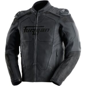Blouson Furygan Ridley en cuir avec fermeture centrale et protections aux épaules