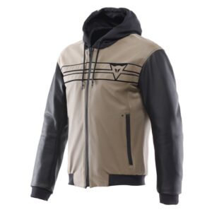 Blouson moto Dainese VINTEDGE en cuir avec capuche intégrée et protections