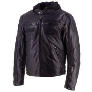 Blouson moto Helstons RIVAL en cuir avec capuche et protections amovibles