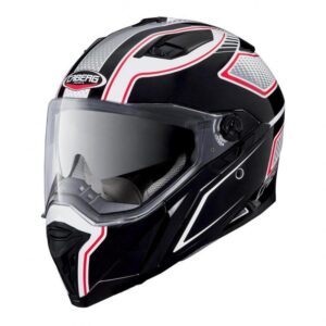 Casque intégral Caberg Stunt blanc, noir et rouge avec coque polycarbonate