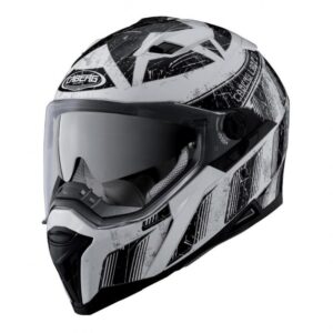 Casque intégral Caberg Stunt blanc et noir avec coque et double visière