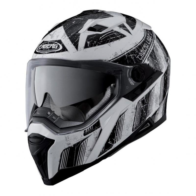 Casque intégral Caberg Stunt blanc et noir avec coque et double visière