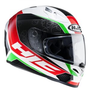 Casque intégral HJC FG-17 rouge vert blanc, coque en fibre de verre