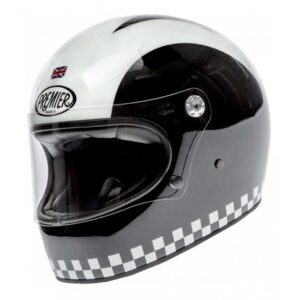 Casque intégral Premier Trophy noir et blanc, style rétro, taille S