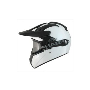 Casque intégral Shark EXPLORE-R blanc avec écran panoramique et lunettes off-road