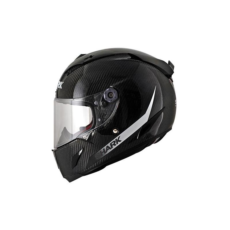 Casque intégral Shark Race-R Pro Carbon Skin en finition carbone noir et blanc