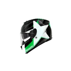 Casque Shark Texas intégral noir blanc vert avec écran panoramique