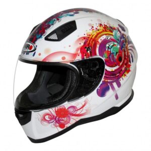 Casque Shiro Princess intégral blanc avec visière, décliné en taille XL
