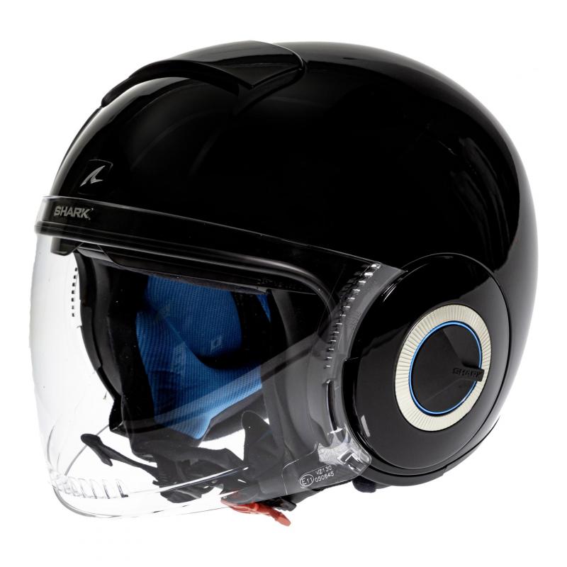 Casque jet SHARK Nano Blank noir avec pare-soleil interne et écran antibuée