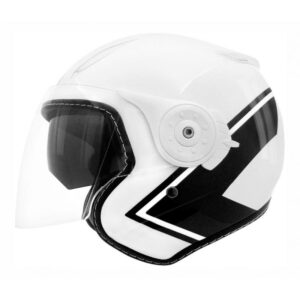 Casque jet TNT Aero blanc et noir brillant avec double écran