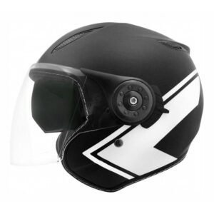 Casque jet TNT AERO noir et blanc mat avec intérieur noir, taille 2XL
