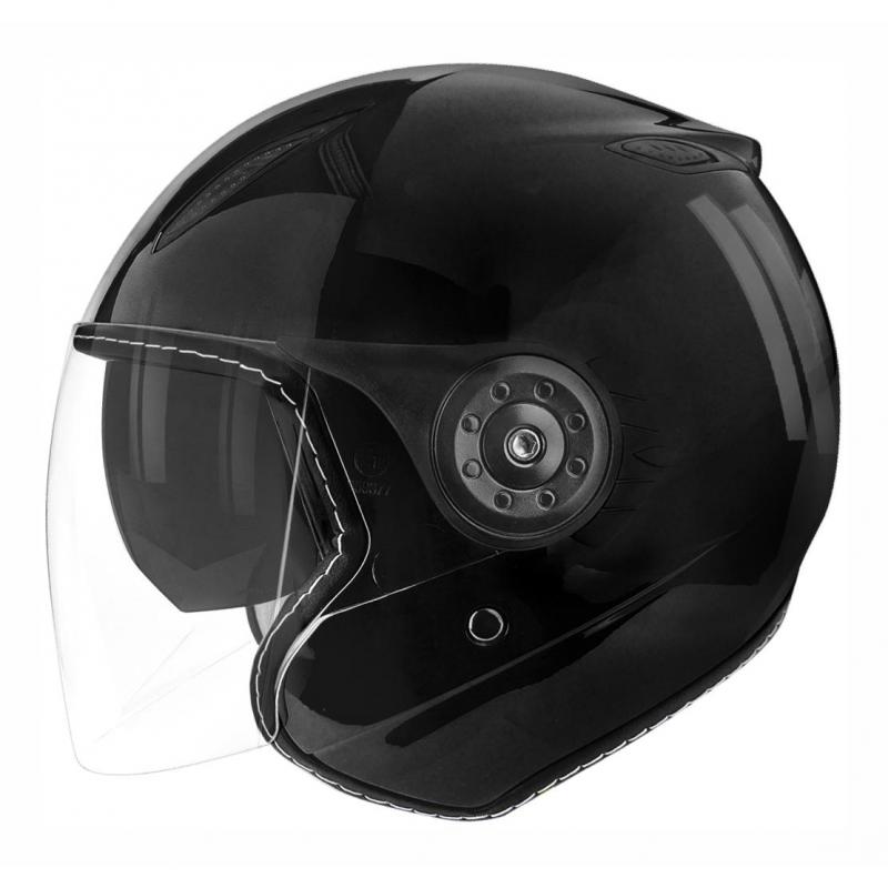 Casque jet TNT AERO noir brillant avec double écran et intérieur noir