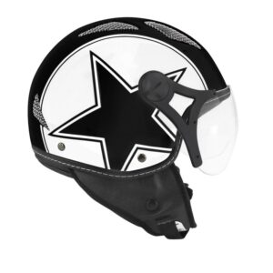 Casque jet TNT Helios Star noir et blanc mat, taille XS