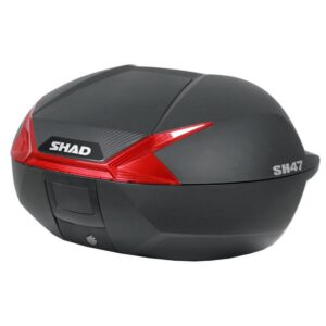 Top case Shad SH47 avec coque renforcée et catadioptres rouge et blanc