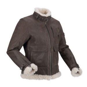 Blouson moto Segura Lady Aeronot en cuir avec col fourrure amovible