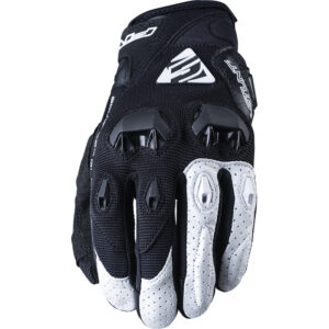 Gants Five Stunt Evo 10 noirs et blancs avec coques TPU ventilées