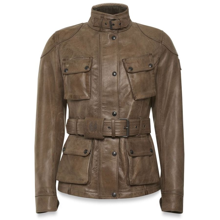 Veste moto Belstaff Trialmaster Lady en cuir ciré avec poches cargo