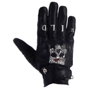 Gants Helstons Skull noirs en cuir perforé avec coque carbone et manchette courte