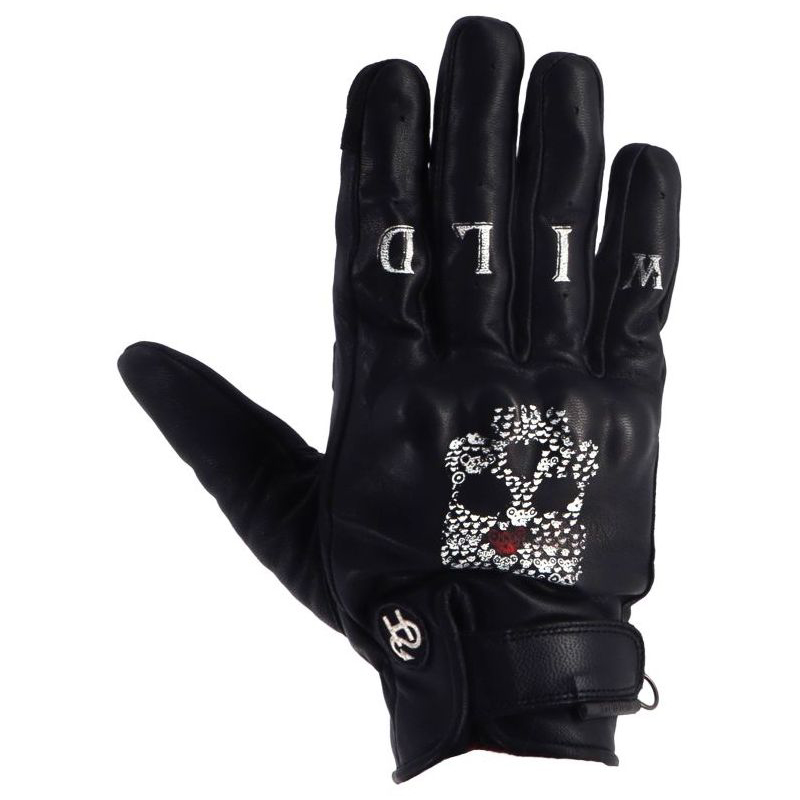 Gants Helstons Skull noirs en cuir perforé avec coque carbone et manchette courte