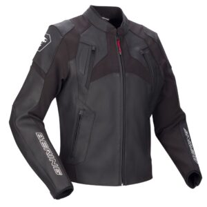 Blouson moto Bering KHILMORE en cuir et softshell avec protections amovibles