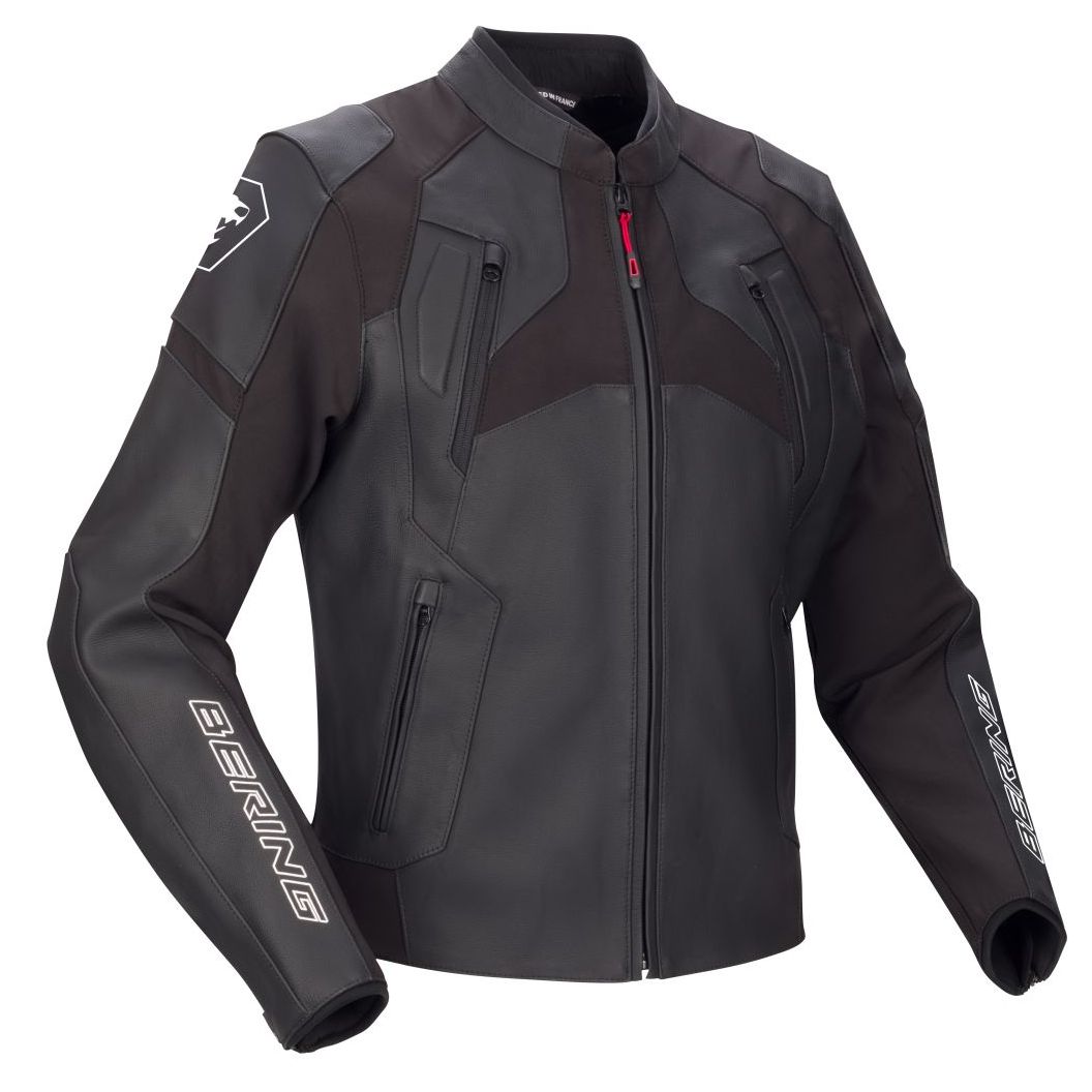 Blouson moto Bering KHILMORE en cuir et softshell avec protections amovibles
