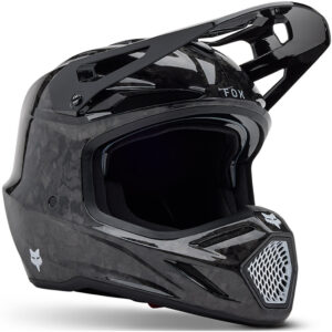 Casque FOX V3 RS Carbon avec coque carbone, ventilation et visière réglable