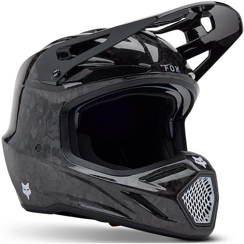 Casque FOX V3 RS Carbon avec coque carbone, ventilation et visière réglable