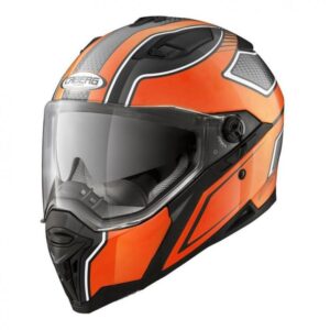 Casque intégral Caberg STUNT BLADE noir et orange, coque polycarbonate et double visière