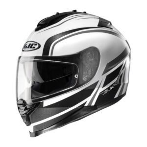 Casque intégral HJC IS-17 blanc et noir avec écran solaire et coque polycarbonate