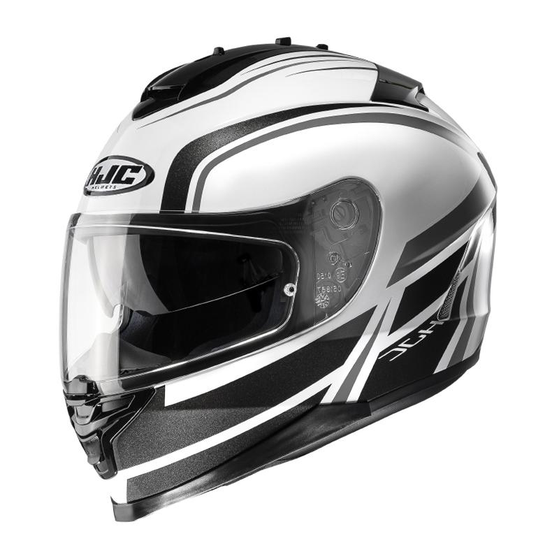 Casque intégral HJC IS-17 blanc et noir avec écran solaire et coque polycarbonate