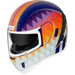 Casque intégral Icon Airform Hello Sunshine blanc, orange et violet en taille XS.