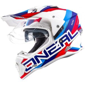 Casque intégral O'Neal Sierra II blanc et bleu, avec coque en ABS et visière