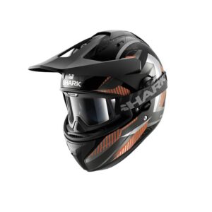 Casque intégral Shark Explore-R PEKA noir anthracite et orange avec écran et visière motocross