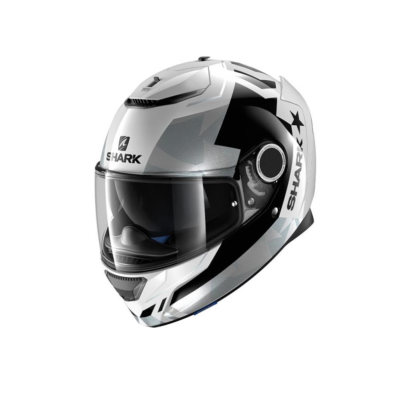 Casque Shark Spartan Droze intégral blanc noir et argent en taille L
