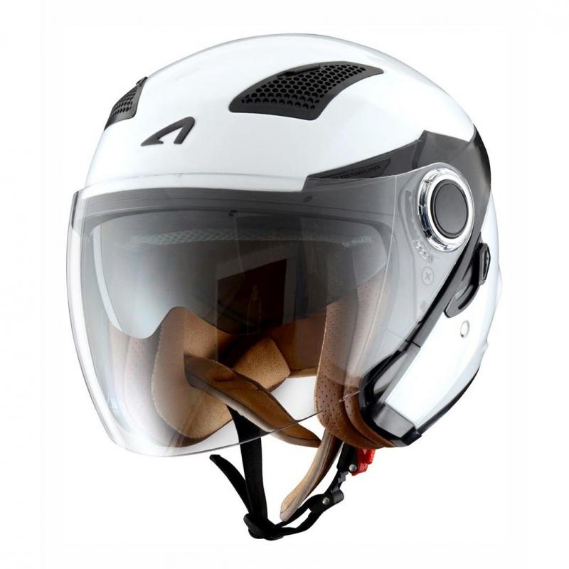 Casque jet Astone FJ10 Fiber blanc gloss avec écran solaire rétractable