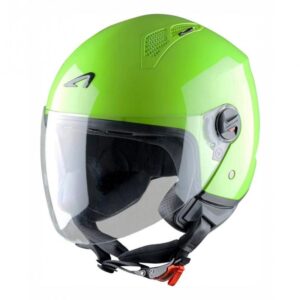 Casque jet Astone Minijet vert avec visière incolore et intérieur lavable