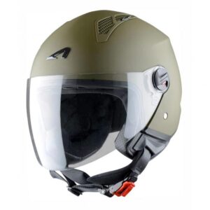 Casque jet Astone Minijet vert avec visière incolore et coque ABS