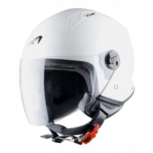 Casque jet Astone Minijet blanc gloss avec visière incolore et coque ABS