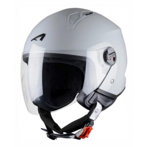 Casque jet Astone Minijet gris clair brillant avec visière incolore