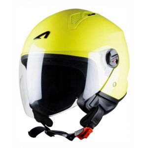 Casque jet Astone Minijet jaune avec visière incolore, proposé en taille XS