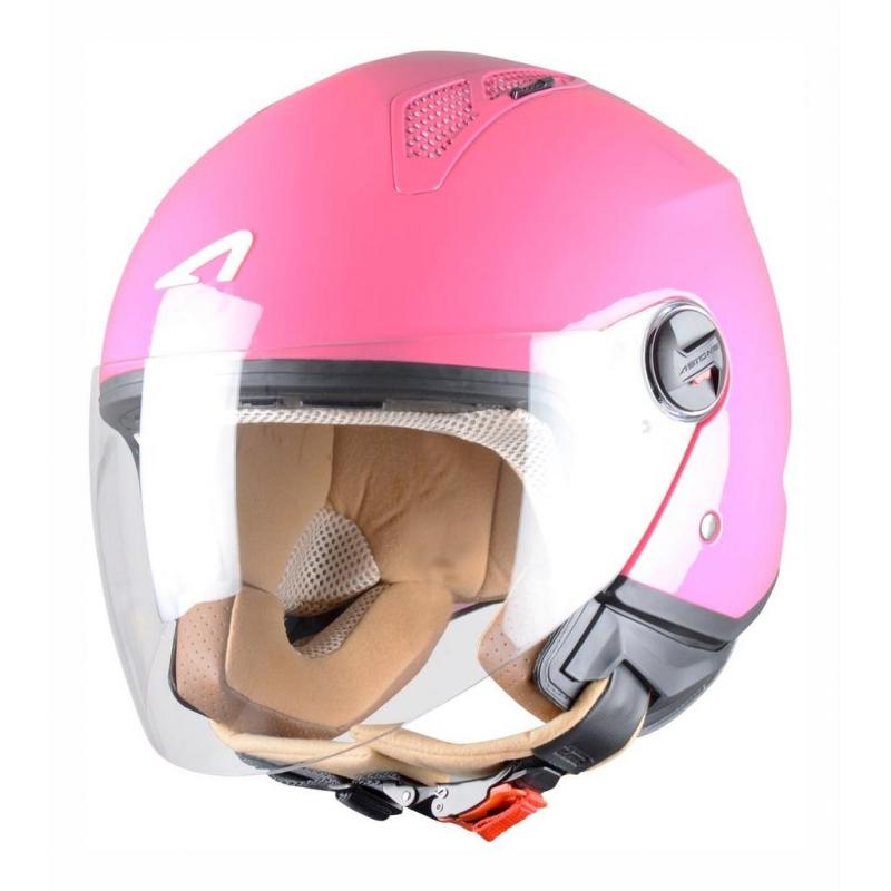 Casque jet Astone Minijet rose Lipstick en taille XS avec visière incolore