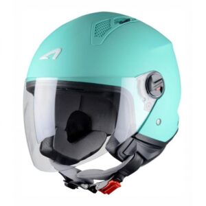 Casque jet Astone Minijet vert menthe avec visière incolore et intérieur démontable