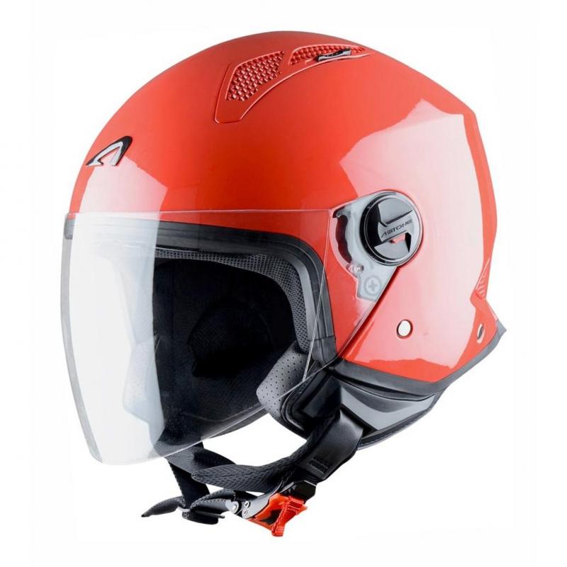 Casque jet Astone Minijet rouge avec visière incolore, taille XS