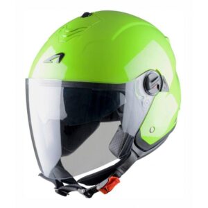 Casque jet Astone Minijet S vert avec écran solaire rétractable