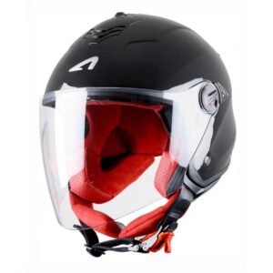 Casque jet Astone Minijet S noir avec écran solaire rétractable