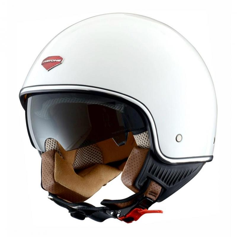 Casque jet Astone MINIJET S RETRO blanc gloss en taille XS