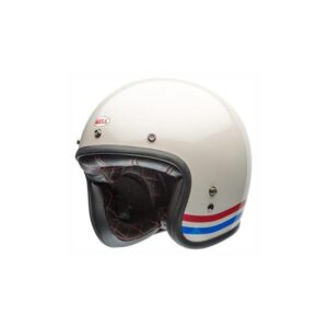 Casque jet Bell Custom 500 blanc, version STRIPES PEARL en taille XS