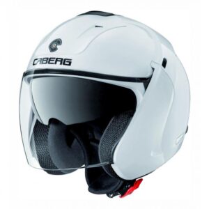 Casque jet Caberg Downtown blanc avec visière anti-rayures et visière solaire