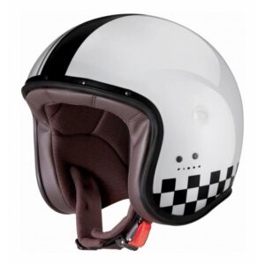 Casque jet Caberg Freeride Indy blanc et noir avec longue visière incluse