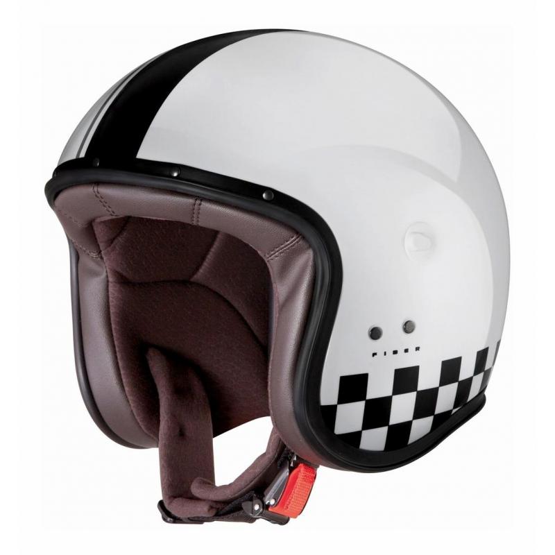 Casque jet Caberg Freeride Indy blanc et noir avec longue visière incluse